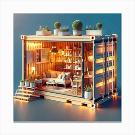 Miniature Shipping Container House Canvas Print