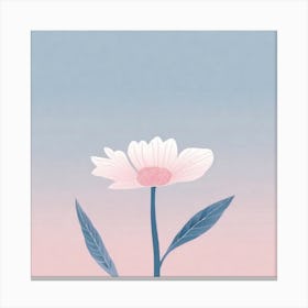 A White And Pink Flower In Minimalist Style Square Composition 549 Canvas Print