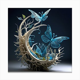 Butterflies In The Moon Canvas Print