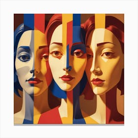 Three Women'S Faces 3 Canvas Print