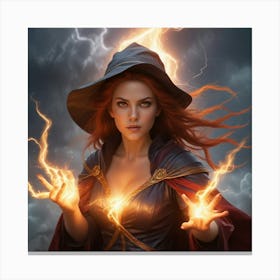 Witch With Lightning Canvas Print