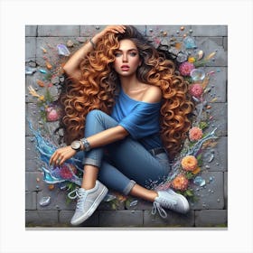 Girl With Curly Hair Canvas Print