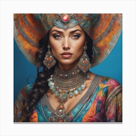 Russian Woman In Traditional Costume Canvas Print