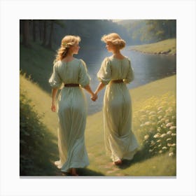 Two Women Holding Hands Canvas Print