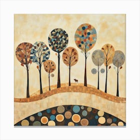 Folk Art Style Mosaic Trees 11 Leinwandbilder