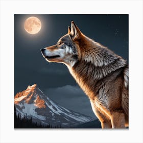 Wolf Howling At The Moon Canvas Print