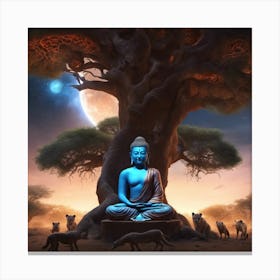 Buddha with hyenas Canvas Print