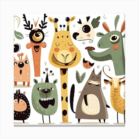 Cartoon Animals Canvas Print