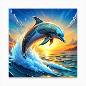 Dolphin Jumping In The Ocean Canvas Print