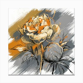 Golden Peony A Dynamic Sketch Of Bloom And Color (3) Canvas Print