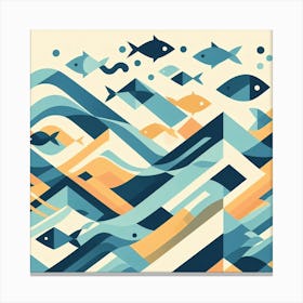 Fishes In The Sea Geometric Canvas Print