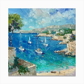 Sailboats On The Beach 2 Canvas Print