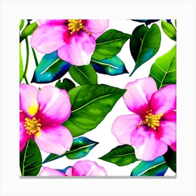 Seamless Pattern With Pink Flowers 2 Canvas Print