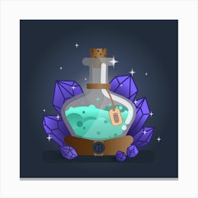 Potion Bottle With Crystals Canvas Print