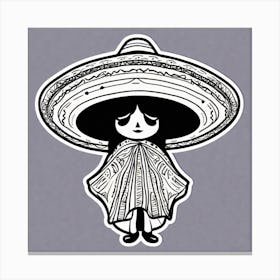 Mexican Girl With Sombren Canvas Print