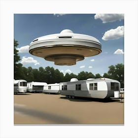 Redneck UFO trying to park on blocks Canvas Print