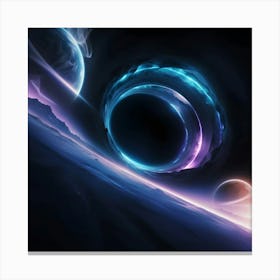 A Highly Detailed Cinematic Photograph Of A Swirling Worm Hole In Space 3 Canvas Print