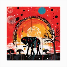 Elephant In The Sunset Canvas Print