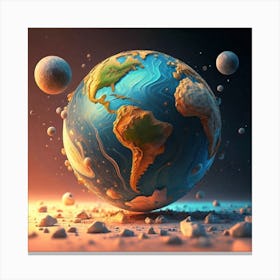 Earth With Planets Canvas Print