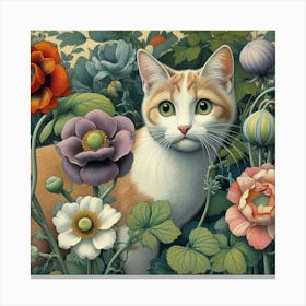 Cat In The Garden 1 Canvas Print