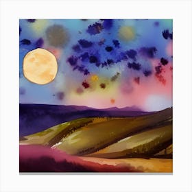 Landscape With A Full Moon Canvas Print