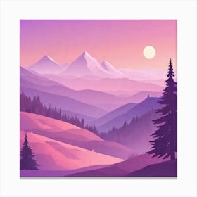 Misty mountains background in purple tone 103 Canvas Print