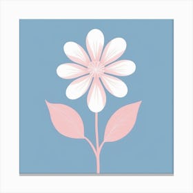 A White And Pink Flower In Minimalist Style Square Composition 133 Canvas Print