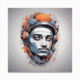 Portrait Of A Man With Headphones Canvas Print