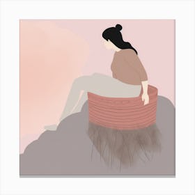 Woman Sitting On A Pot Canvas Print