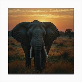 Sunset Elephant 2 Canvas Print