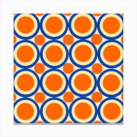 Orange And Blue Circles Vintage Geometry Mods Canvas Print