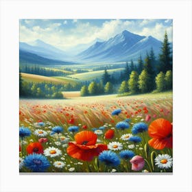 Poppies In The Meadow Canvas Print