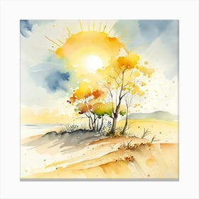 Watercolor Of Trees Canvas Print