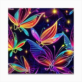 Neon Butterflies Wallpaper Canvas Print