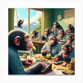 Monkeys In The Office Canvas Print
