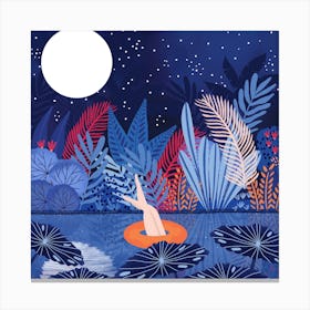 Nightime Swims Square Canvas Print