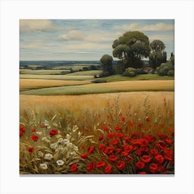 Poppies In The Field Canvas Print