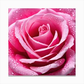 Pink Rose With Water Droplets 1 Canvas Print