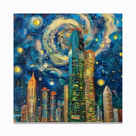 Starry Night Cityscape Canvas Print