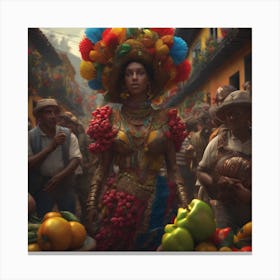 Woman In A Colorful Costume 2 Canvas Print