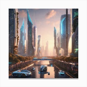 Futuristic Cityscape 108 Canvas Print