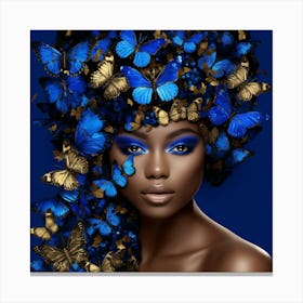 Blue Butterfly Woman 1 Canvas Print