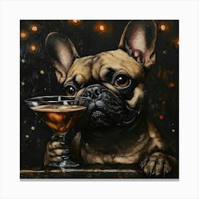 Frenchie With Espresso Martini 2 Canvas Print