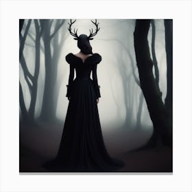 Deer In The Dark Wood Canvas Print