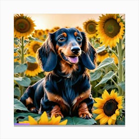 Sunflower fields and a doxy Canvas Print