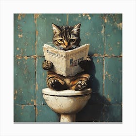 Cat Reading Newspaper 9 Canvas Print