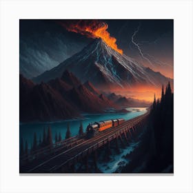 Train On Fire Canvas Print