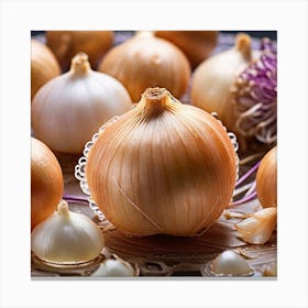 Onions On A Plate Canvas Print