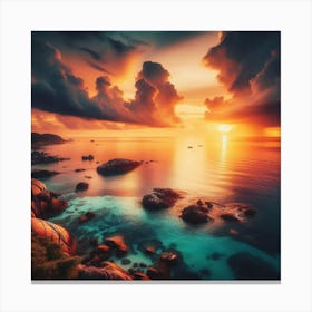 Sunset Over The Ocean 1 Canvas Print