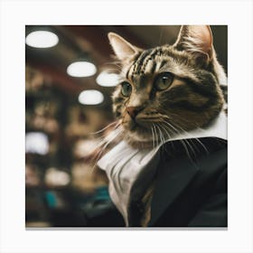 Portrait Of A Cat In A Suit Canvas Print